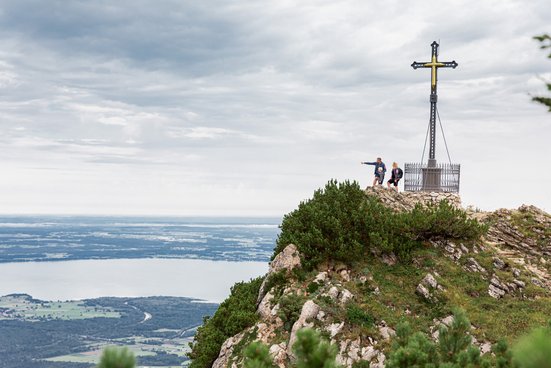 Ausblick vom Hochfelln Gipfelkreuz