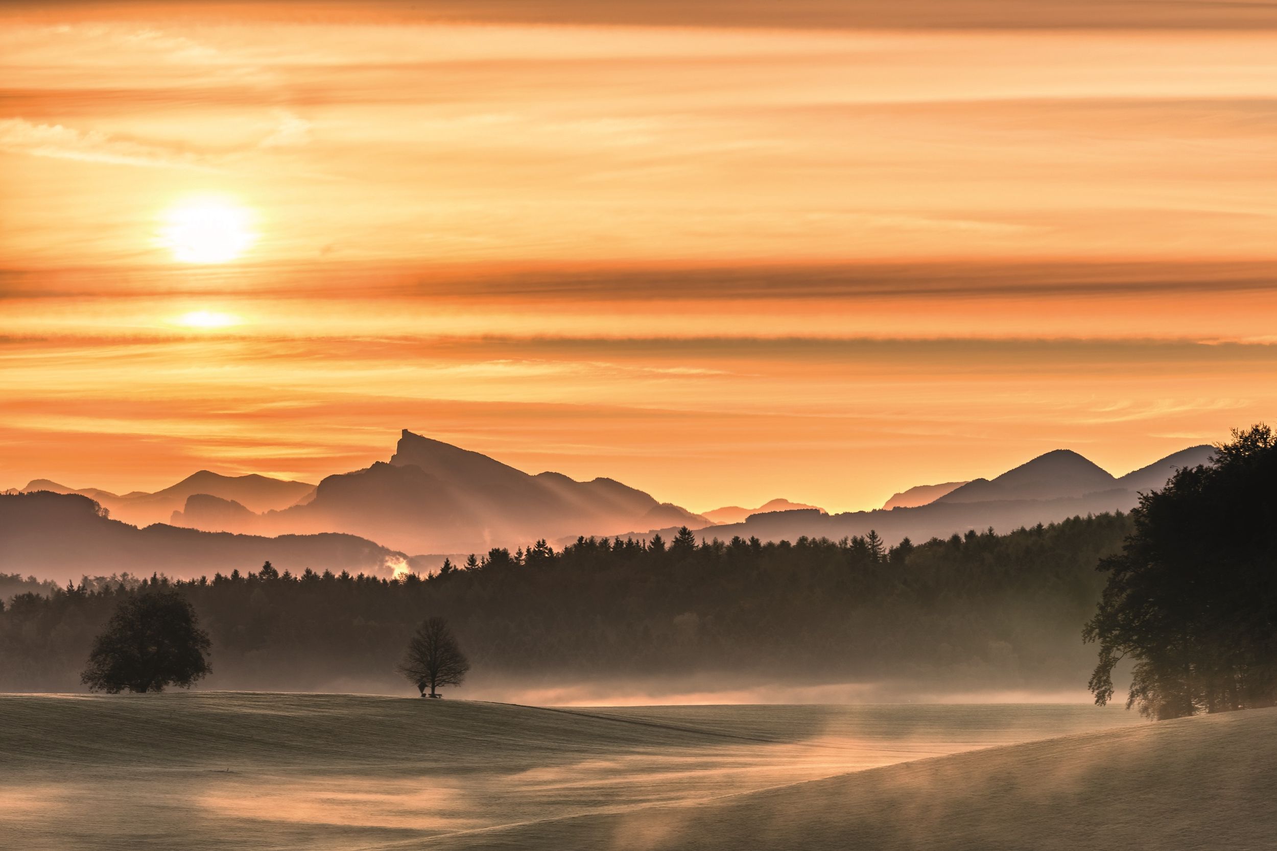 Sonnenaufgang in der Gemeinde Kirchanschöring